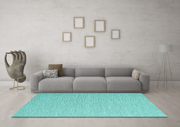 Machine Washable Abstract Turquoise Contemporary Area Rugs in a Living Room,, wshcon2147turq