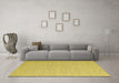 Machine Washable Abstract Yellow Contemporary Rug in a Living Room, wshcon2147yw