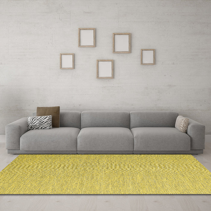 Machine Washable Abstract Yellow Contemporary Rug in a Living Room, wshcon2147yw