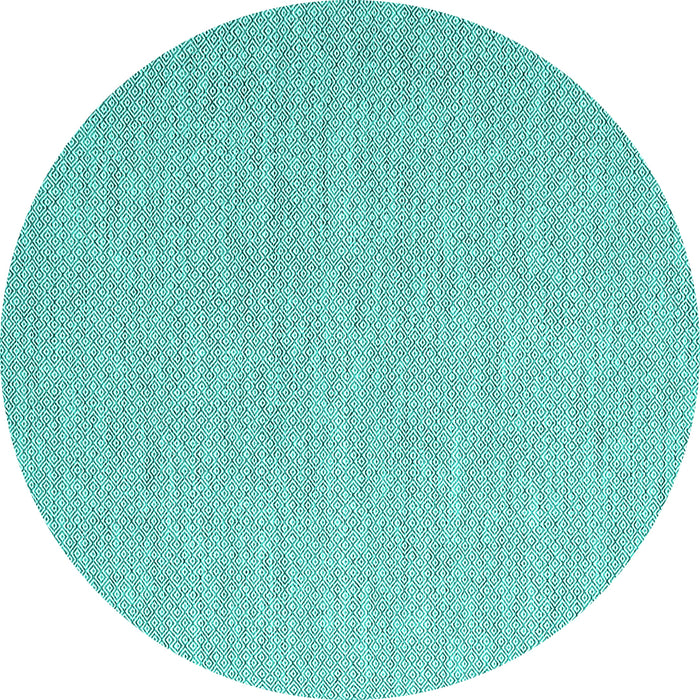 Round Machine Washable Abstract Turquoise Contemporary Area Rugs, wshcon2147turq