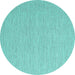 Round Machine Washable Abstract Turquoise Contemporary Area Rugs, wshcon2147turq