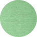 Round Machine Washable Abstract Emerald Green Contemporary Area Rugs, wshcon2147emgrn