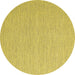 Round Machine Washable Abstract Yellow Contemporary Rug, wshcon2147yw