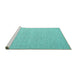 Sideview of Machine Washable Abstract Turquoise Contemporary Area Rugs, wshcon2147turq