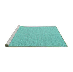 Sideview of Machine Washable Abstract Turquoise Contemporary Area Rugs, wshcon2148turq