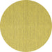 Round Machine Washable Abstract Yellow Contemporary Rug, wshcon2148yw