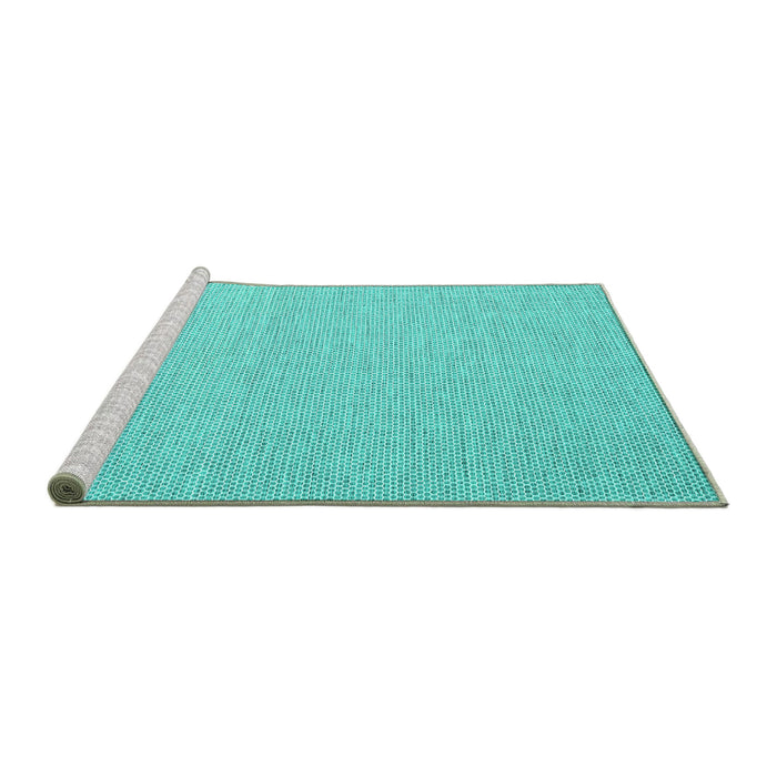 Sideview of Machine Washable Abstract Turquoise Contemporary Area Rugs, wshcon2149turq