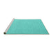 Sideview of Machine Washable Abstract Turquoise Contemporary Area Rugs, wshcon2149turq