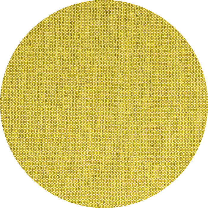 Round Machine Washable Abstract Yellow Contemporary Rug, wshcon2149yw