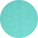 Round Machine Washable Abstract Turquoise Contemporary Area Rugs, wshcon2149turq