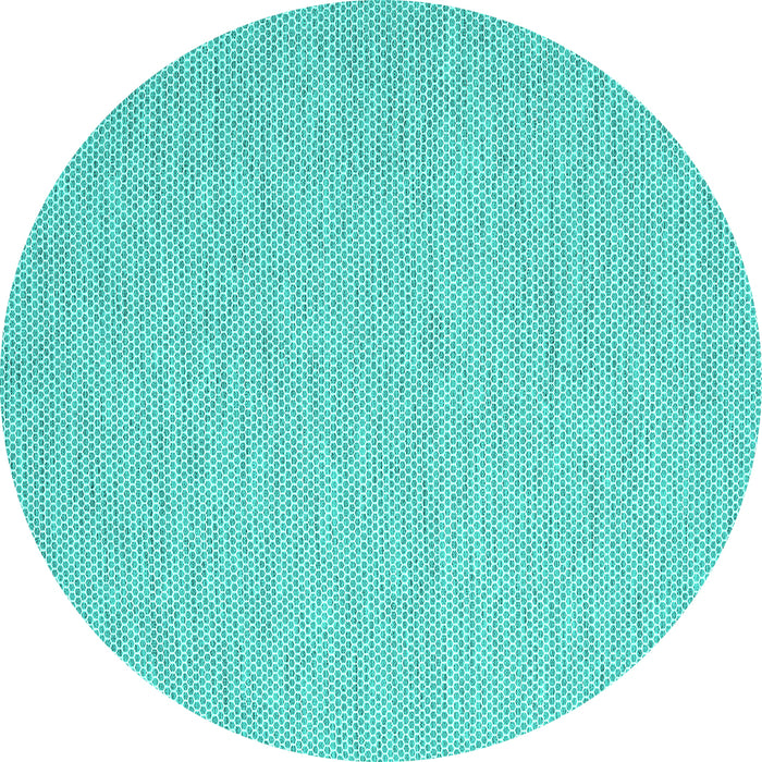 Round Abstract Turquoise Contemporary Rug, con2149turq