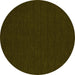 Round Abstract Yellow Contemporary Rug, con214yw