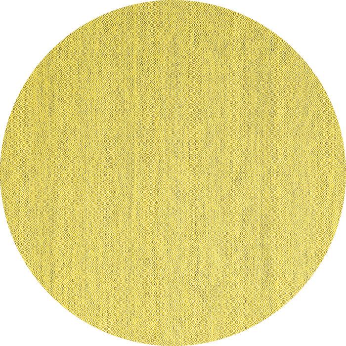 Round Machine Washable Abstract Yellow Contemporary Rug, wshcon2150yw