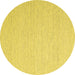 Round Machine Washable Abstract Yellow Contemporary Rug, wshcon2150yw