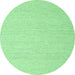 Round Machine Washable Abstract Emerald Green Contemporary Area Rugs, wshcon2150emgrn