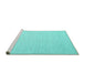 Sideview of Machine Washable Abstract Turquoise Contemporary Area Rugs, wshcon2150turq