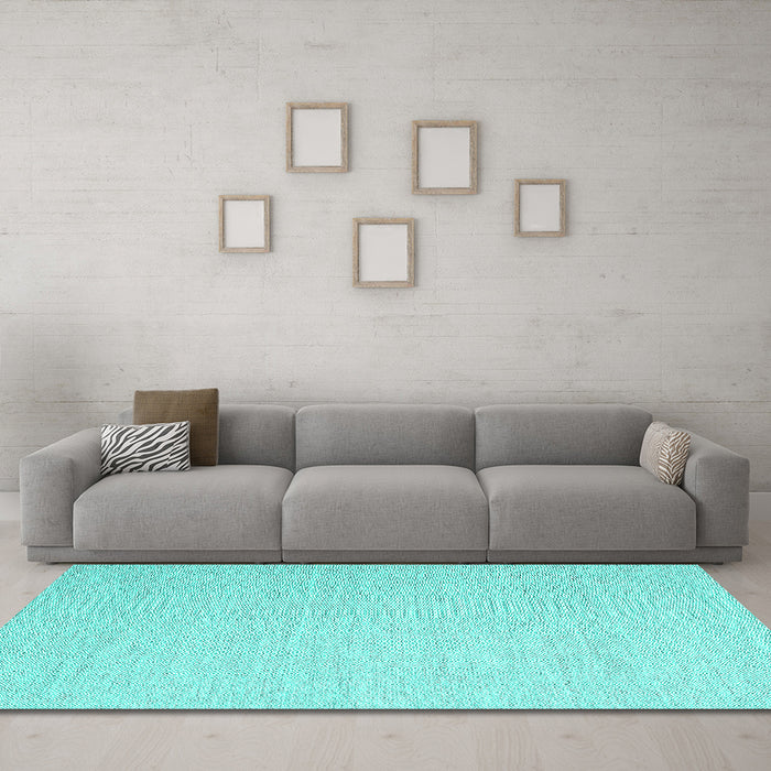 Machine Washable Abstract Turquoise Contemporary Area Rugs in a Living Room,, wshcon2150turq