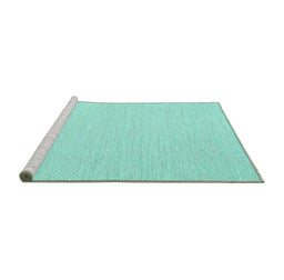 Sideview of Machine Washable Solid Turquoise Modern Area Rugs, wshcon2151turq