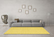 Machine Washable Solid Yellow Modern Rug in a Living Room, wshcon2151yw