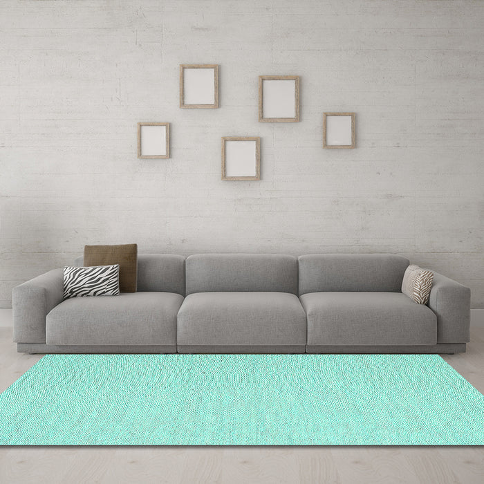 Machine Washable Solid Turquoise Modern Area Rugs in a Living Room,, wshcon2151turq