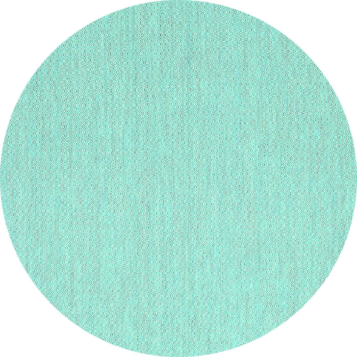 Round Machine Washable Solid Turquoise Modern Area Rugs, wshcon2151turq