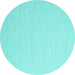 Round Machine Washable Abstract Turquoise Contemporary Area Rugs, wshcon2152turq