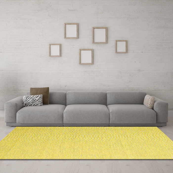 Machine Washable Abstract Yellow Contemporary Rug in a Living Room, wshcon2152yw