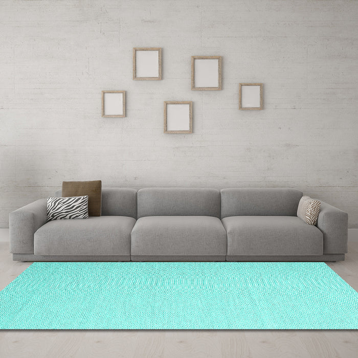 Machine Washable Abstract Turquoise Contemporary Area Rugs in a Living Room,, wshcon2152turq
