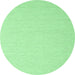 Round Machine Washable Abstract Emerald Green Contemporary Area Rugs, wshcon2152emgrn