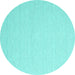 Round Abstract Turquoise Contemporary Rug, con2152turq