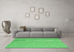 Machine Washable Abstract Green Contemporary Area Rugs in a Living Room,, wshcon2153grn