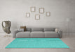 Machine Washable Abstract Turquoise Contemporary Area Rugs in a Living Room,, wshcon2153turq