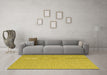 Machine Washable Abstract Yellow Contemporary Rug in a Living Room, wshcon2153yw