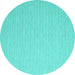 Round Machine Washable Abstract Turquoise Contemporary Area Rugs, wshcon2154turq