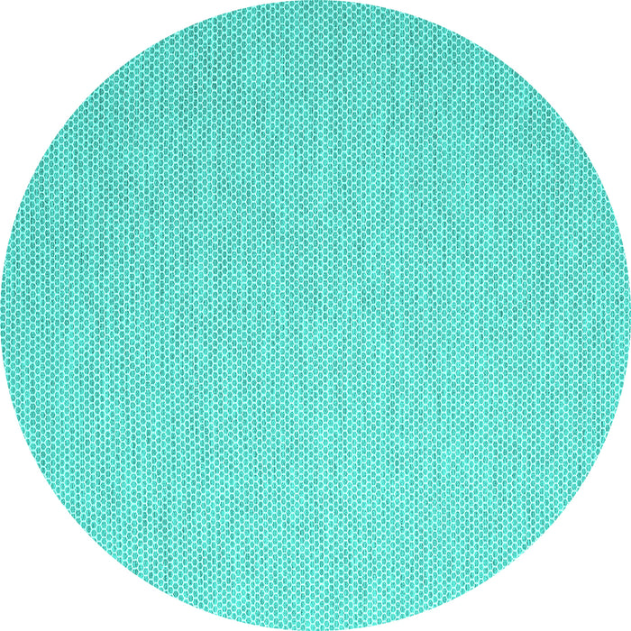 Round Abstract Turquoise Contemporary Rug, con2154turq