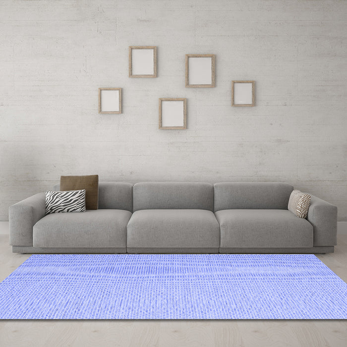 Machine Washable Abstract Blue Contemporary Rug in a Living Room, wshcon2154blu