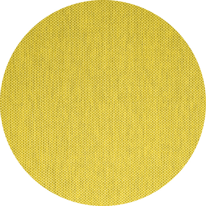 Round Machine Washable Abstract Yellow Contemporary Rug, wshcon2154yw