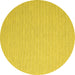 Round Machine Washable Abstract Yellow Contemporary Rug, wshcon2154yw