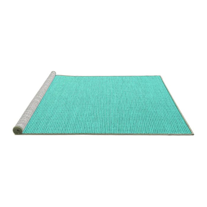 Sideview of Machine Washable Abstract Turquoise Contemporary Area Rugs, wshcon2154turq