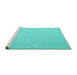 Sideview of Machine Washable Abstract Turquoise Contemporary Area Rugs, wshcon2154turq