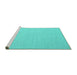 Sideview of Machine Washable Abstract Turquoise Contemporary Area Rugs, wshcon2155turq