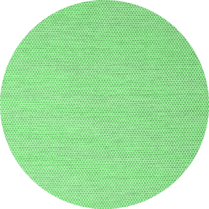 Round Machine Washable Abstract Emerald Green Contemporary Area Rugs, wshcon2155emgrn