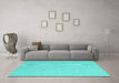 Machine Washable Abstract Turquoise Contemporary Area Rugs in a Living Room,, wshcon2155turq