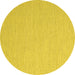 Round Machine Washable Abstract Yellow Contemporary Rug, wshcon2155yw