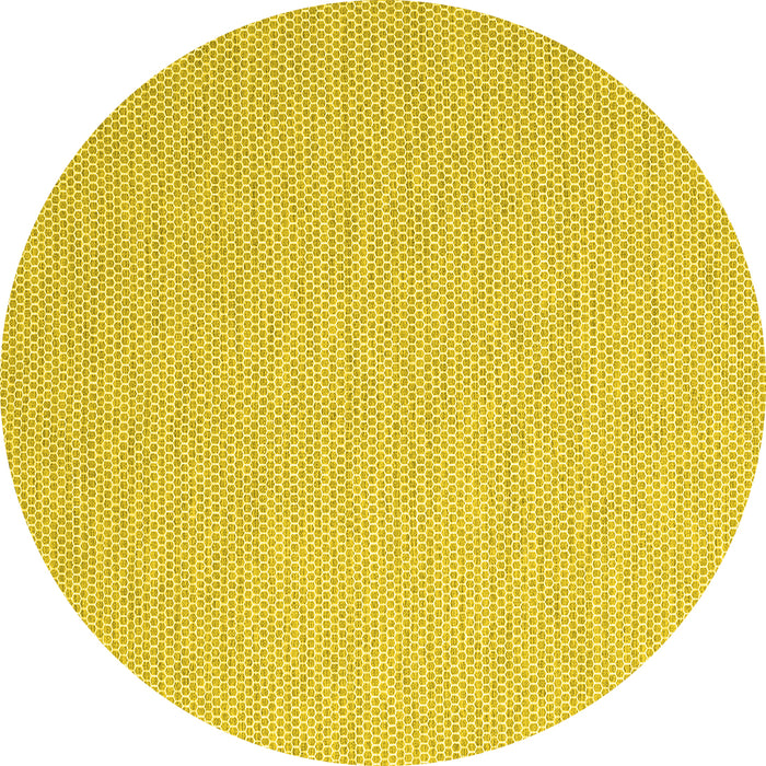 Round Abstract Yellow Contemporary Rug, con2155yw