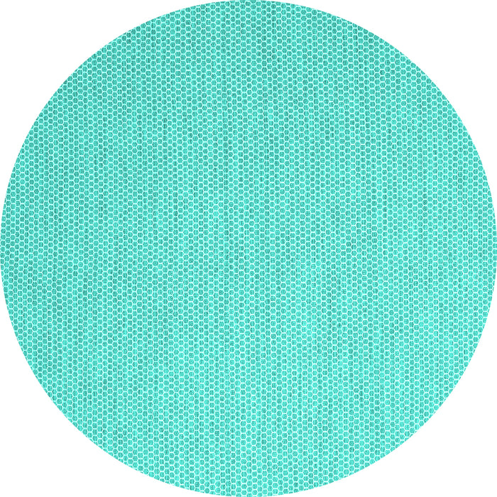 Round Abstract Turquoise Contemporary Rug, con2155turq