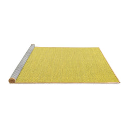 Sideview of Machine Washable Abstract Yellow Contemporary Rug, wshcon2156yw