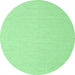 Round Machine Washable Abstract Emerald Green Contemporary Area Rugs, wshcon2156emgrn