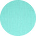 Round Machine Washable Abstract Turquoise Contemporary Area Rugs, wshcon2156turq