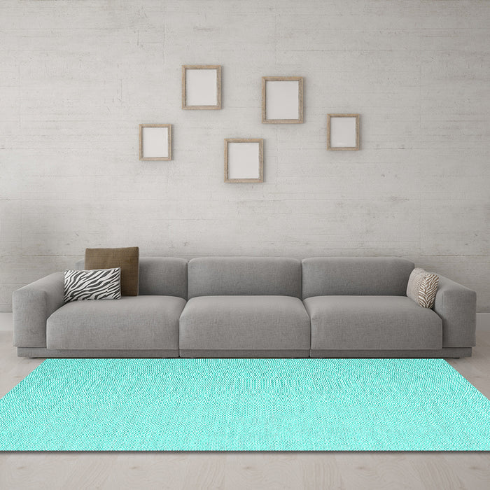 Machine Washable Abstract Turquoise Contemporary Area Rugs in a Living Room,, wshcon2156turq